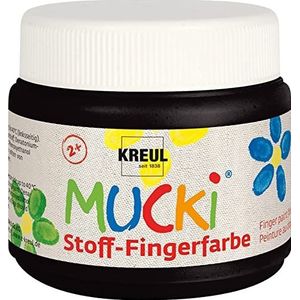 Kreul 28106 - Mucki heldere stof - vingerverf, 150 ml in zwart, op waterbasis, parabenvrij, glutenvrij, lactosevrij en veganistisch, optimaal voor gebruik met vingers en handen