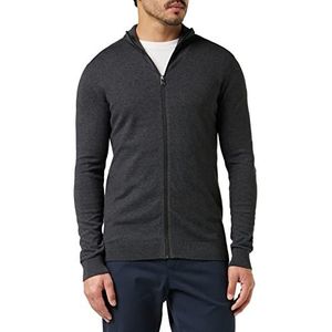 Heren Selected Basic gebreide jas | Effen katoenen cardigan | SLHBERG Zip Longsleeve Sweatshirt, grijs (antraciet/melange), XL