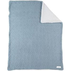 NOUKIE'S - Gebreide deken met Sherpa - Mix & Match - Hemelsblauw - 75 x 100 cm