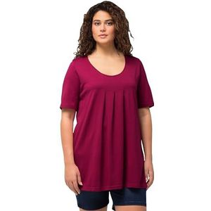 Ulla Popken Dames A-lijn, ronde hals, halve mouwen, sierplooien, Donker sering, 46 NL