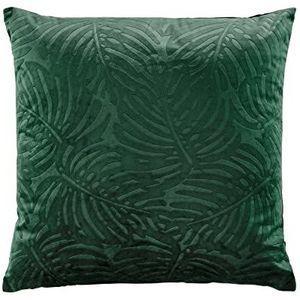 douceur d'intérieur, Afneembare kussensloop (50 x 50 cm) Analia dennengroen, ondoorzichtig, fluweel reliëf