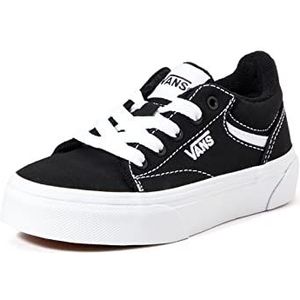 Vans Unisex Kid's Seldan Sneaker, Canvas Zwart Wit, 2.5 UK Child