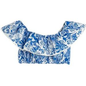 Koton - Blouse - Blauw/Wit - Katoen - Normale Pasvorm