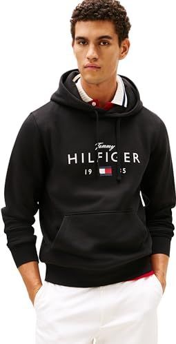 Tommy Hilfiger Mannen MERK LIEFDE BIG HILFIGER HOODIE MW0MW41427 Pullover Hoodie, ZWART, XS, Zwart (zwart), XS