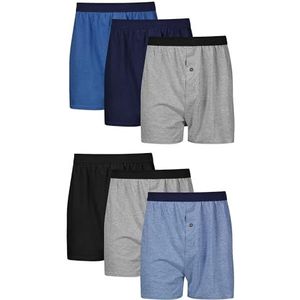 Hanes Men's Knit Boxers, 6 Pack, Blue/Black/Grey, Small
