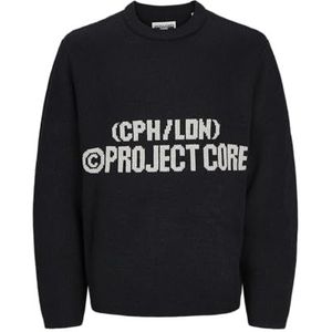 JCOJAKE Knit Crew Neck, Zwart/Detail: jacquard, L