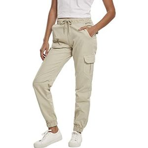 Urban Classics Damesbroek met hoge taille, cargo-joggingbroek, cargo-broek voor vrouwen met hoge tailleband, verkrijgbaar in vele kleuren, maten XS - 5XL, Concrete, L