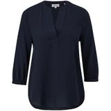 s.Oliver - 2142573 Blouse - Blauw - Katoen - 3/4 Mouwen