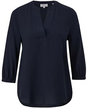 s.Oliver - 2142573 Blouse - Blauw - Katoen - 3/4 Mouwen