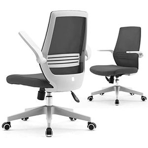 SIHOO Ergonomische bureaustoel, 360 graden draaibaar, bureaustoel met comfortabele lendensteun, inklapbare en omkeerbare armleuningen, computerstoel met wielen van nylon (zwart)