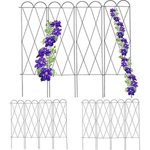 Relaxdays plantensteun metaal, set van 3, 127 cm, voor clematis, druiven etc, plantenrek voor klimplanten, roodbruin