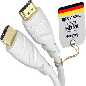 KabelDirekt – HDMI Kabel 8K/4K – 1m – A.I.S Afscherming, ontworpen in Duitsland (voor alle HDMI apparaten zoals PS5/Xbox/Switch – 8K@60Hz, 4K@120Hz, High Speed kabel met Ethernet, wit)