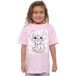 mandarin creative ltd Lilo & Stitch Sketch Name Repeat Meisjes T-shirt, roze, 12-13 jaar, roze, 12-13 jaar