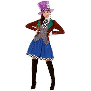Miss Hatter Costume, Multi-Coloured, with Jacket, Attached Waistcoat, Skirt & Hat, (M)