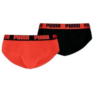 PUMA Everyday Herenbrief (verpakking van 2 stuks), Mid Grey Melange/Oranje, XL