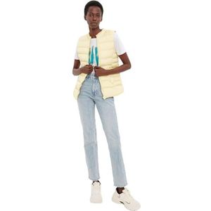 Dames Mouwloos Staande kraag Vest Standaard, Geel, S