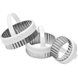 Premier Housewares RVS uitsteekvormen, rond, gegolfde rand, met witte handgrepen, 3-delige set 5/6/7 cm