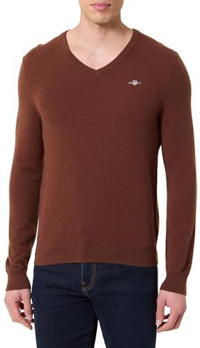GANT - Trui - Kastanjebruin - V-hals - Lange Mouw