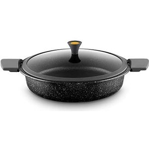 Castey Vulcano 30cm / 12"" inch gegoten aluminium ondiepe pan met glazen deksel (geschikt voor ove