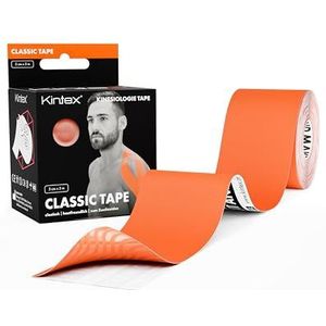 Kintex Kinesiologie Tape Classic, 5 cm x 5 m, huidvriendelijke en waterdichte kinesiologie tape, fysiotape, medische tape, voor sport en fysiotherapie (oranje)