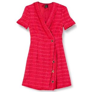 Rinaldo Tweed jurk met knoop van metaal, Ynr_Mult.Fuchsia/Rood, 30 NL