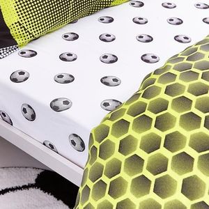 Catherine Lansfield Kinderhoeslaken, voetbalmotief, zwart/wit