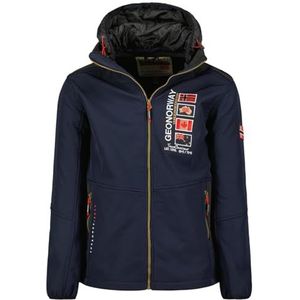 Geographical Norway Talgare Softshelljas voor heren, met capuchon, waterdicht, outdoorjas, winddicht, tactisch, duurzaam, wandelen, skiën, herfst, winter, lente (marineblauw, XL), Marineblauw, XL