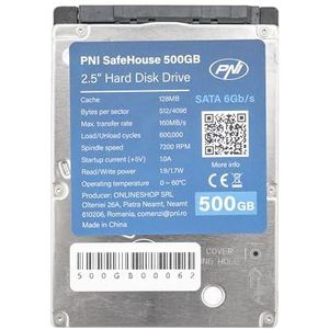 PNI Interne harde schijf SafeHouse 500GB, 2.5"", SATA 6GB/s, capaciteit 500GB, cache 128MB