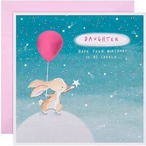 Hallmark Grote verjaardagskaart voor dochter - schattig konijn en schietende sterren ontwerp