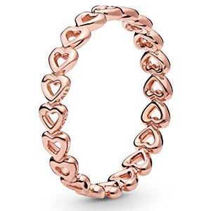 Pandora Band of Hearts 14-karaats rosévergulde ring met hartjes, 48