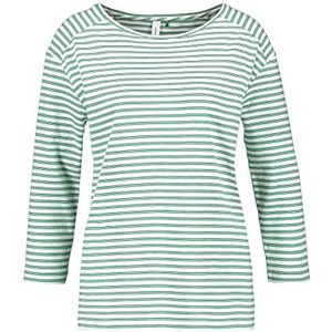 GERRY WEBER Edition Dames 977019-44052 T-shirt, groen/ecru/wit ringel, 34, Groen/ecru/wit ring, 34