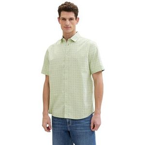 TOM TAILOR heren overhemd, 35377 - Groen Geometrisch Minimal Design, XXL