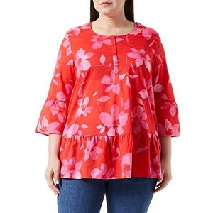 Samoon Dames 260051-21071 blouse, Power Red met patroon, 52, Power Red patroon