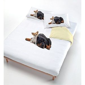 Italian bed linnen beddengoed wit/zwart bed (200 x 200 cm + 52 x 82 cm)