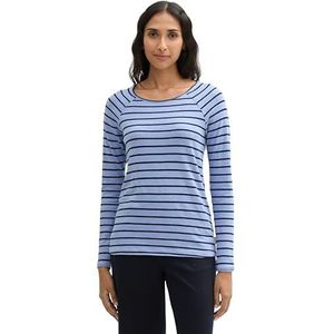 TOM TAILOR T-shirt met lange mouwen voor dames, 36138 - Calm Blue Navy Stripe, XXL