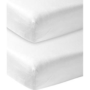 Meyco Baby Uni hoeslaken wieg - 2-pack - white - 40x80/90cm