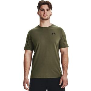 Under Armour Heren Sportstyle T-shirt met korte mouwen op de linkerborst, (392) Marine Od Groen / / Zwart, M