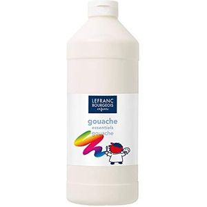 Lefranc & Bourgeois Value 188524 Gouachefkleur voor kinderen, op waterbasis, heldere kleuren, dekkend, gebruiksklaar, afwasbaar, doseeropening, 1 liter fles, wit