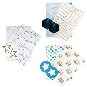 Hallmark Cadeauverpakking voor meerdere gelegenheden - 2 papieren vellen en 2 cadeaulabels in 6 eigentijdse ontwerpen