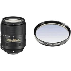 NIKON AF-S DX NIKKOR 18-300mm f/3.5-6.3G ED VR telezoom lens/objectief - JAA821DA, 18-300 mm f/3.5-6.3G ED VR, Zwart & Hama UV- en beschermend filter, 4 lagen, voor 67 mm cameralenzen, ZWART, 00070167
