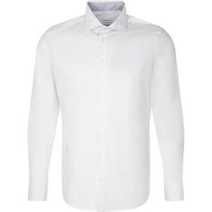 Seidensticker Zakelijk overhemd voor heren, slim fit, stretch, kent-kraag, lange mouwen, stretch, wit, 45