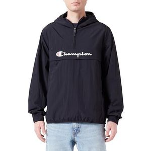 Champion Legacy Outdoor Spring Summer Contrast Logo WR Taslon Hooded Jacket, Zwart, XL Heren SS24, Zwart, XL