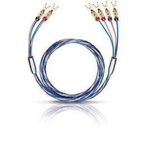 Oehlbach Bi-Tech 4 L 300 - luidsprekerkabelset bi-wiring verzilverd 2x2,5/2x4,0 mm² met kabelschoenconnector - 2 x 3m - blauw/koper