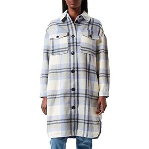 VERO MODA Vmnelly Check Long Coat Noos mantel voor dames, Licht Grijs Melange/Checks: PURPLE IMPRESSION, XS