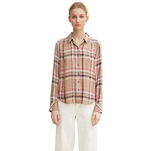 TOM TAILOR Dames Blouse met ruitpatroon 1033881, 30676 - French Clay Beige Check, 44