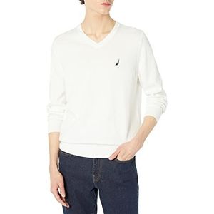 Nautica Heren Classic Fit Zachte Lichtgewicht Jersey V-hals Trui Pullover, Marshmallow, M