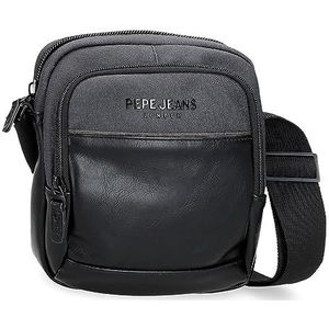 Pepe Jeans Grays Middelgrote tas, zwart, 17 x 22 x 8 cm, polyester, Zwart, Eén maat, Middelgrote schoudertas