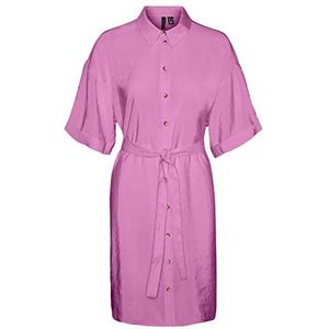 VERO MODA Dames VMQUEENY S/S Short Shirt Dress WVN GA Jurk, Cyclamen, XL, cyclamen, XL