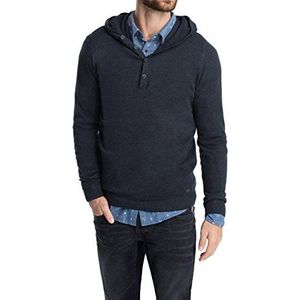 edc by ESPRIT Heren capuchontrui slim fit, blauw (Indigo Blue 498), XS