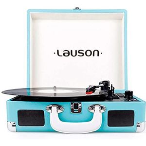 Lauson CL604 Draaitafel Bluetooth | Draagbaar reproductiekoffer van Vinyl | 33/45/78 Drievoudige Platenspeler met Geïntegreerde Luidspreker | USB-poort en SD-Geheugens | RCA-Uitgang (Blauw)